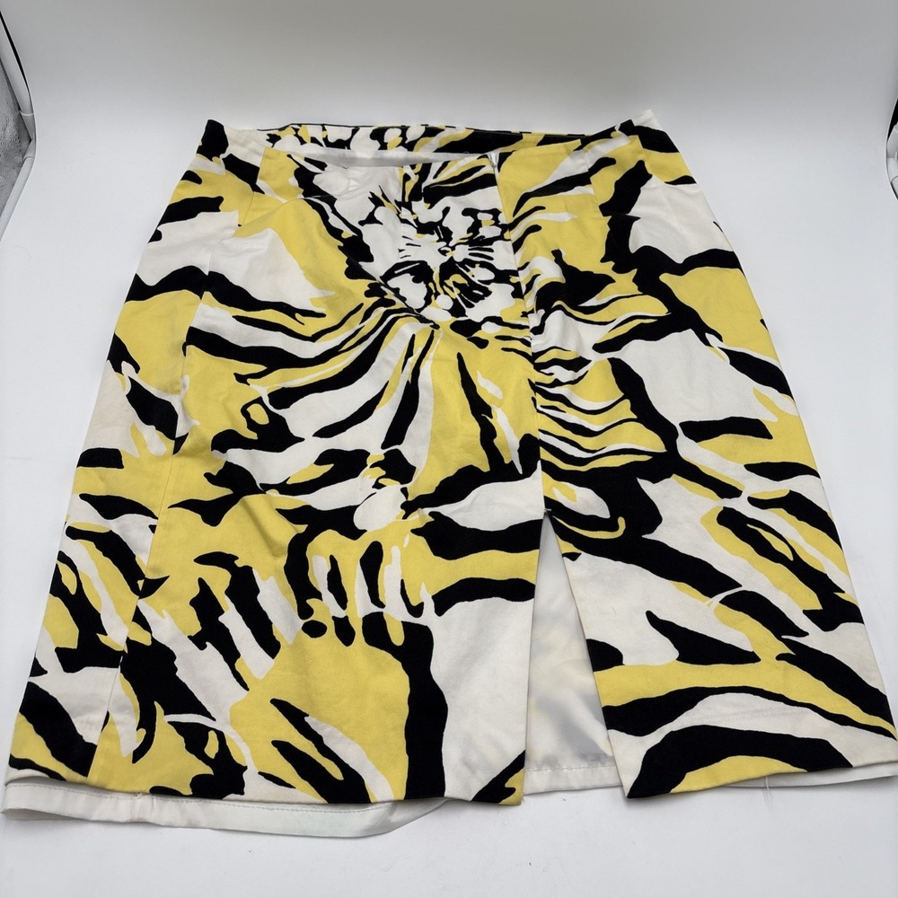 Express Design Studio Skirt Women's Size 12 Floral Design Yellow White Black Zip - Picture 9 of 16